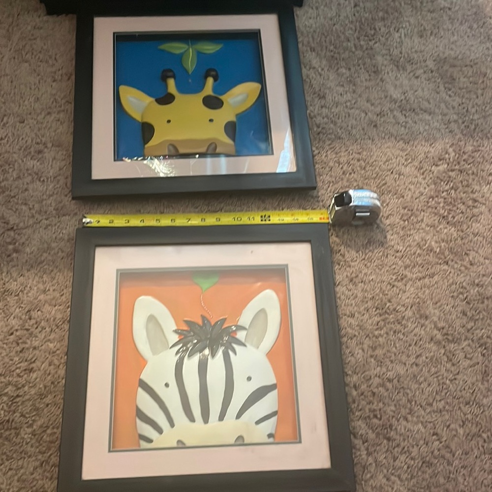 Framed “Peekaboo” Zebra and Giraffe by Yuko Lau